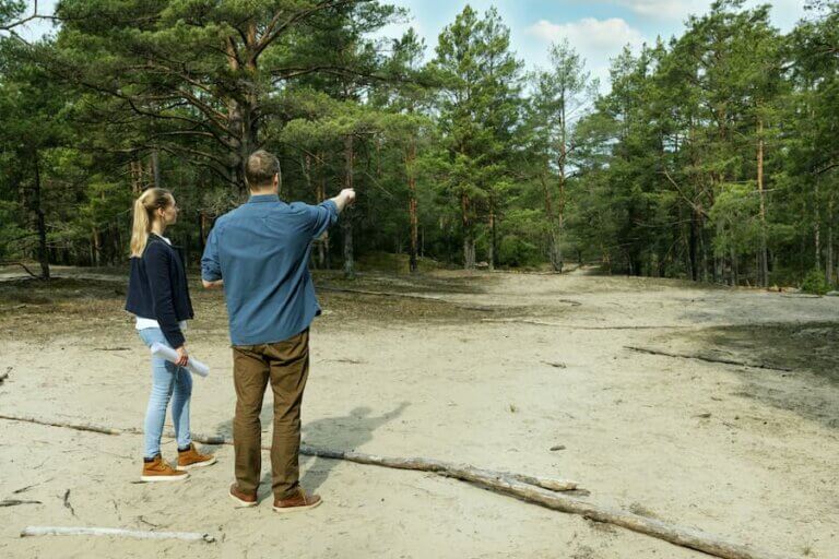 A couple discuss the home they are going to build on land that was financed with a land & lot loan.