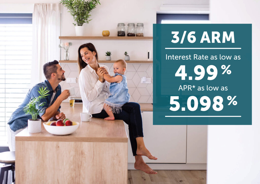 3/6 ARM. Interest Rate as low as 4.99%. APR* as low as 5.098%