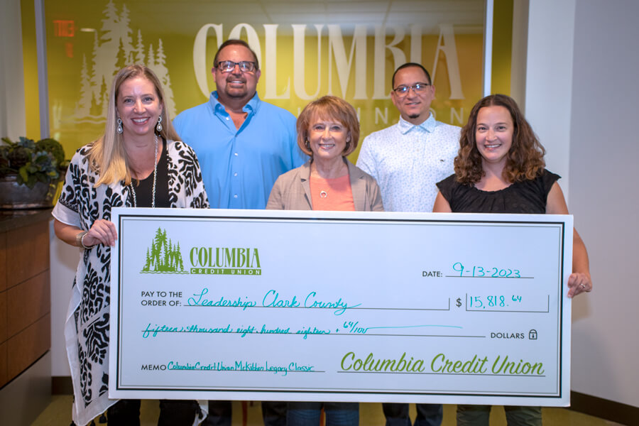 Leadership Clark County receives their check from the McKibbin Legacy Classic.