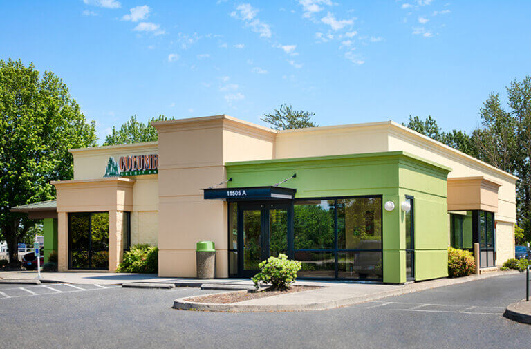 Exterior photograph of the Orchards Columbia Credit Union branch located in Vancouver, Washington