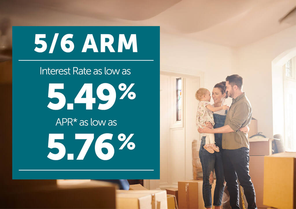 5/6 ARM. Interest Rate as low as 5.49%. APR* as low as 5.76%.